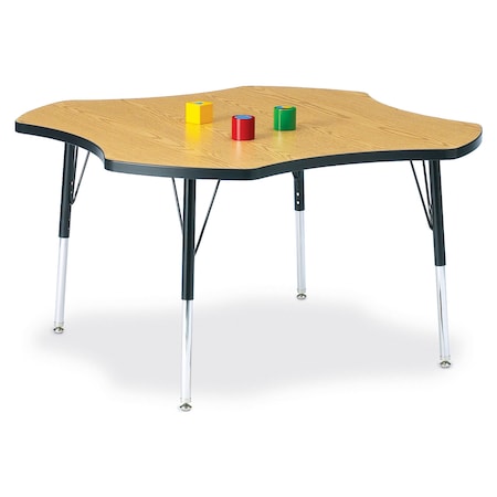 Jonti-Craft Berries Four Leaf Activity Table, E-height, Oak/Black/Black 6453JCE210